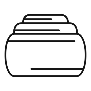 İçinde üç farklı ürün katmanı olan kozmetik krema kavanozunun basit çizimi