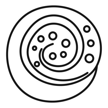 Yuvarlak tarçınlı çörek, şeker jöleli, ağ, mobil ve bilgi grafikleri için ana hatlı bir spiral şekil simgesi oluşturuyor
