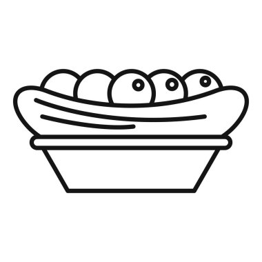 Kavanozda bezelye kabuğu olan bir bezelye kabuğunun basit çizimi, yemek tarifi kitapları veya sağlıklı beslenme kılavuzları için mükemmel.