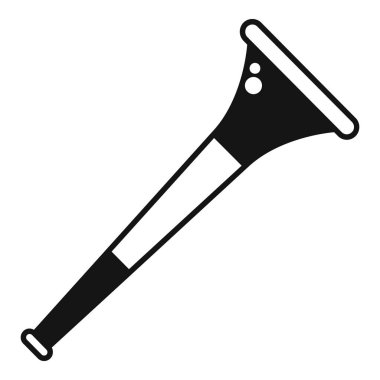 Plastik vuvuzela boynuzunun siyah beyaz simgesi, genellikle taraftarlar tarafından spor müsabakalarında ses çıkarmak ve takımlarını desteklemek için kullanılır.