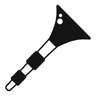 Plastik bir vuvuzela boynuzunun basit bir simgesi, bir spor olayı için gürültülü bir ses çıkarıyor.