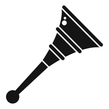 Vuvuzela 'nın siyah silueti, hayranlar tarafından ses çıkarmak ve takımlarını desteklemek için kullanılan bir rüzgar enstrümanı.