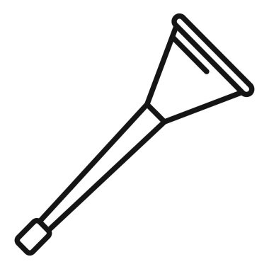 Siyah ve beyaz çizgili plastik bir vuvuzela trompeti, genellikle bir spor müsabakasında tezahürat yapan taraftarlar tarafından kullanılan yüksek sesli bir ses çıkarır.