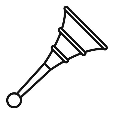 Basit siyah çizgi sanatı vuvuzela boynuzu, spor hayranları tarafından sıklıkla kullanılan gürültülü bir enstrüman.