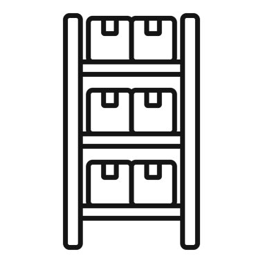 Karton kutular tutan bir deponun basit satır simgesi, lojistik ve depolama gibi konular için ideal