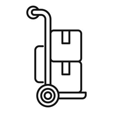 Bir teslimat servisini temsil eden iki karton kutu taşıyan bir el arabası çizimi.