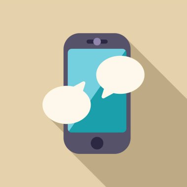 İki konuşma baloncuğu gösteren akıllı telefon çevrimiçi sohbet konsepti, sosyal medya mobil uygulaması