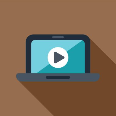 Oynatma düğmesiyle video oynatıcı arayüzünü gösteren dizüstü bilgisayar, çevrimiçi eğlence veya yayın hizmeti öneriyor