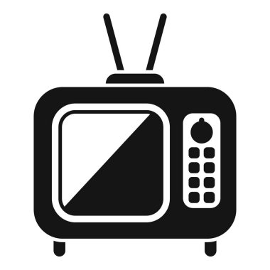 Ekranda parazit gösteren eski bir televizyon setinin siyah beyaz simgesi