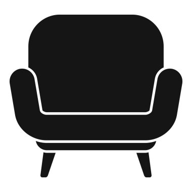 Rahat bir koltuğu temsil eden siyah sembol, mobilya mağazası için ideal.