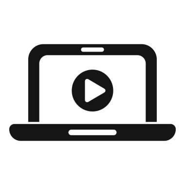 Bilgisayarda çevrimiçi video yayınlama kavramını temsil eden bir çalma düğmesi simgesi gösteriliyor