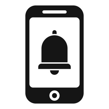 Bir akıllı telefonun ekranda uyarı çanı simgesini gösteren siyah beyaz simgesi