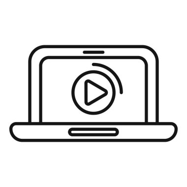 Çevrimiçi yayın hizmetlerini ve çokluortam içeriğini temsil eden bir video oynatma düğmesini gösteren bir dizüstü bilgisayar aç