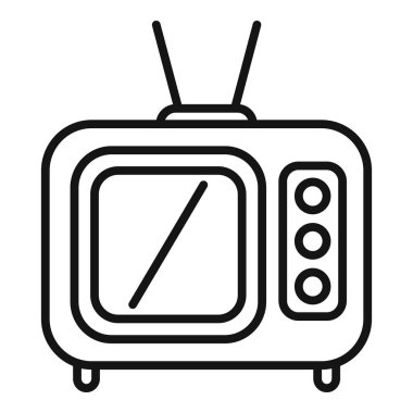 Antenli, nostaljik yayın ve klasik eğlenceyi temsil eden klasik bir televizyonun basit çizgi simgesi.