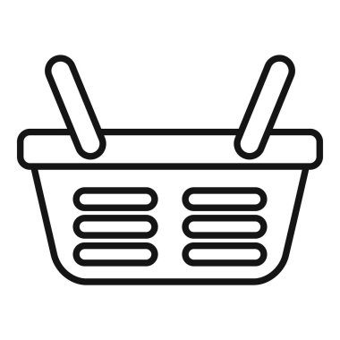 Boş bir alışveriş sepetinin basit sanat simgesi, mallarla doldurulmaya hazır.