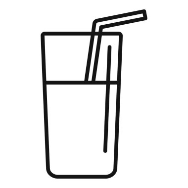 Bir bardağın sade siyah beyaz çizimi bir içeceği temsil eder.