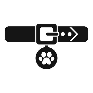 Beyaz arkaplanda pençe izi simgesine sahip köpek tasması