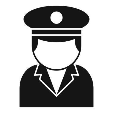 Siyah beyaz bir polis memurunun üniforma ve şapka giymesinin simgesi.