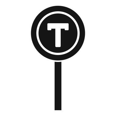 Tramvay ya da tramvay durağı tabelasının simgesi. Toplu taşımacılık için belirlenmiş bir alanı gösteriyor.