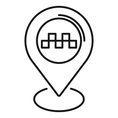 İçinde taksi tabelası olan bir harita broşunun siyah beyaz simgesi, bir taksi durağının yerini gösteriyor.