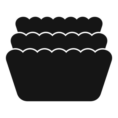 Üç katlı yemek tepsisinin siyah siluet simgesi.