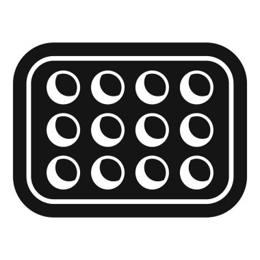 Kek ya da kek pişirmek için yuvarlak formları gösteren bir fırın tepsisinin siyah beyaz simgesi