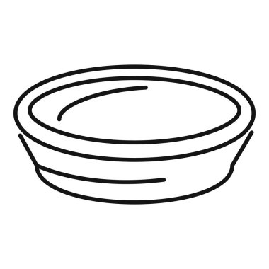 Geniş, sığ şekilli, yiyeceklerle ilgili kavramlar için uygun boş bir kasenin basit çizgi çizimi