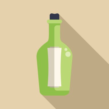 Yuvarlanmış mesaj içeren yeşil cam şişe sahilde bulunmayı bekliyor.