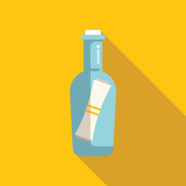 Yuvarlanmış bir mesaj içeren cam şişe suda sallanıyor.