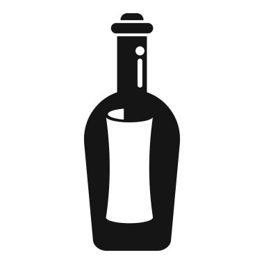 Bir şişenin basit siyah kabartma simgesi, genellikle sıvı içermek için kullanılır.