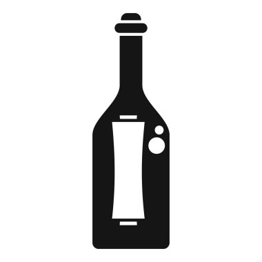Boş etiketli bir şişe şarabın silueti, damgalanmaya hazır.
