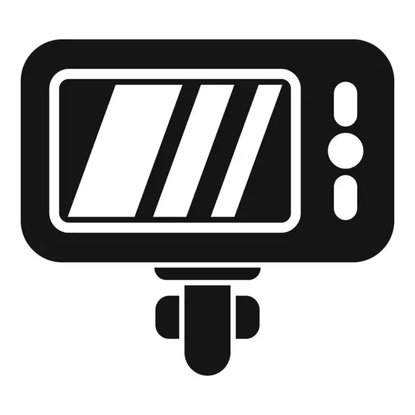 stock vector Black solid icon of an action camera showing recording display