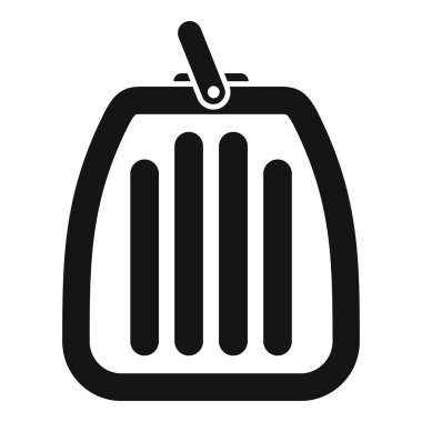 Beyaz arka planda taşınabilir bir hayvan kafesinin siyah izole edilmiş silueti.