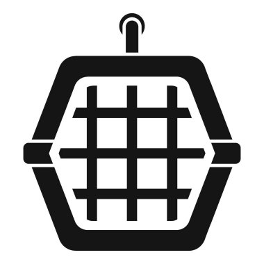 Hayvanların güvenli ve rahat bir şekilde taşınması için bir kafesin siyah silueti.