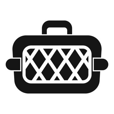 Beyaz arka planda izole edilmiş hayvanları taşıyan bir kafesin siyah silueti.