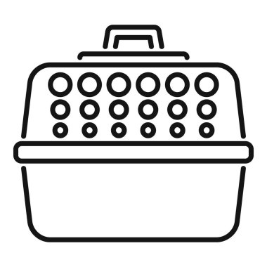 Evcil hayvan taşıma ve güvenlik kavramını gösteren havalandırmalı plastik evcil hayvan taşıyıcı kutu.