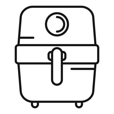 Basit bir siyah-beyaz taslak biçiminde yemek pişirmek için yeni modern fritöz makinesi.