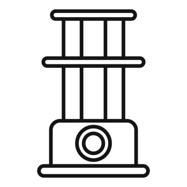 Gazyağı kamp sobası açık alev ikonu ile yanıyor.