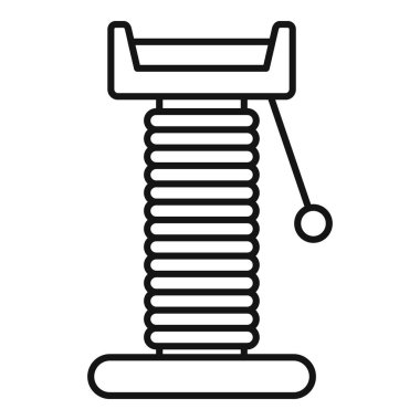 Şakacı etkileşim için asılı bir topla kedi tırmalama direğinin basit çizimi