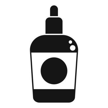 Aromaterapi için gerekli yağı içeren siyah damlacık şişesi, düz stil simgesi