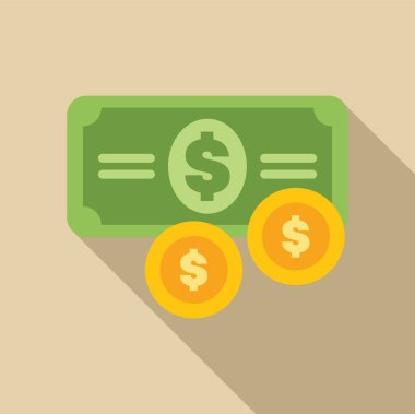 Tasarruf ve zenginliği simgeleyen iki sikke ile banknot