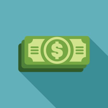 Dolar işaretli yeşil banknot yığını tasarruf, gider, zenginlik ve ödemeler gibi kavramları temsil etmektedir