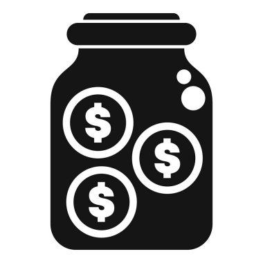 İçinde bozuk paralar olan cam bir kavanozun siyah silueti, para tasarrufu kavramı.