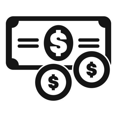 Para biriktirme ve yatırım yapma kavramını temsil eden banknot ve sikkelerin siyah beyaz simgesi