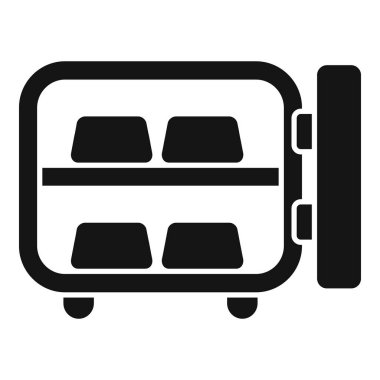 Altın külçeli bir banka kasasının basit bir simgesi, güvenlik ve zenginliği temsil ediyor.