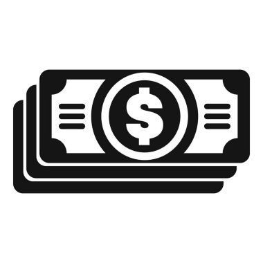Bu basit simge servet, finans ve ödeme gibi kavramları temsil eden bir yığın dolar banknotlarını gösteriyor.