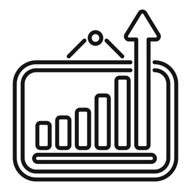 Pozitif büyüme gösteren bir bildirim panosundaki basit çizgi resim simgesi