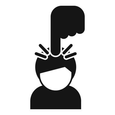 Bir elin siyah ve beyaz simgesi, bir insanın kafasına bastırıyor, kontrol ve manipülasyonu temsil ediyor.