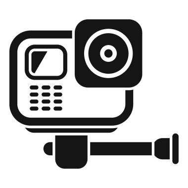 Siyah aksiyon kamerası bir monopod üzerinde video yakalıyor