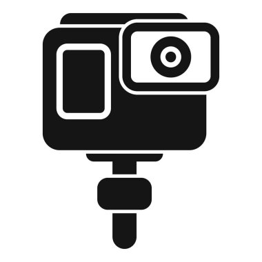 Üç ayaklı bir kameranın siyah silueti heyecanlı maceralar çekmeye hazır.